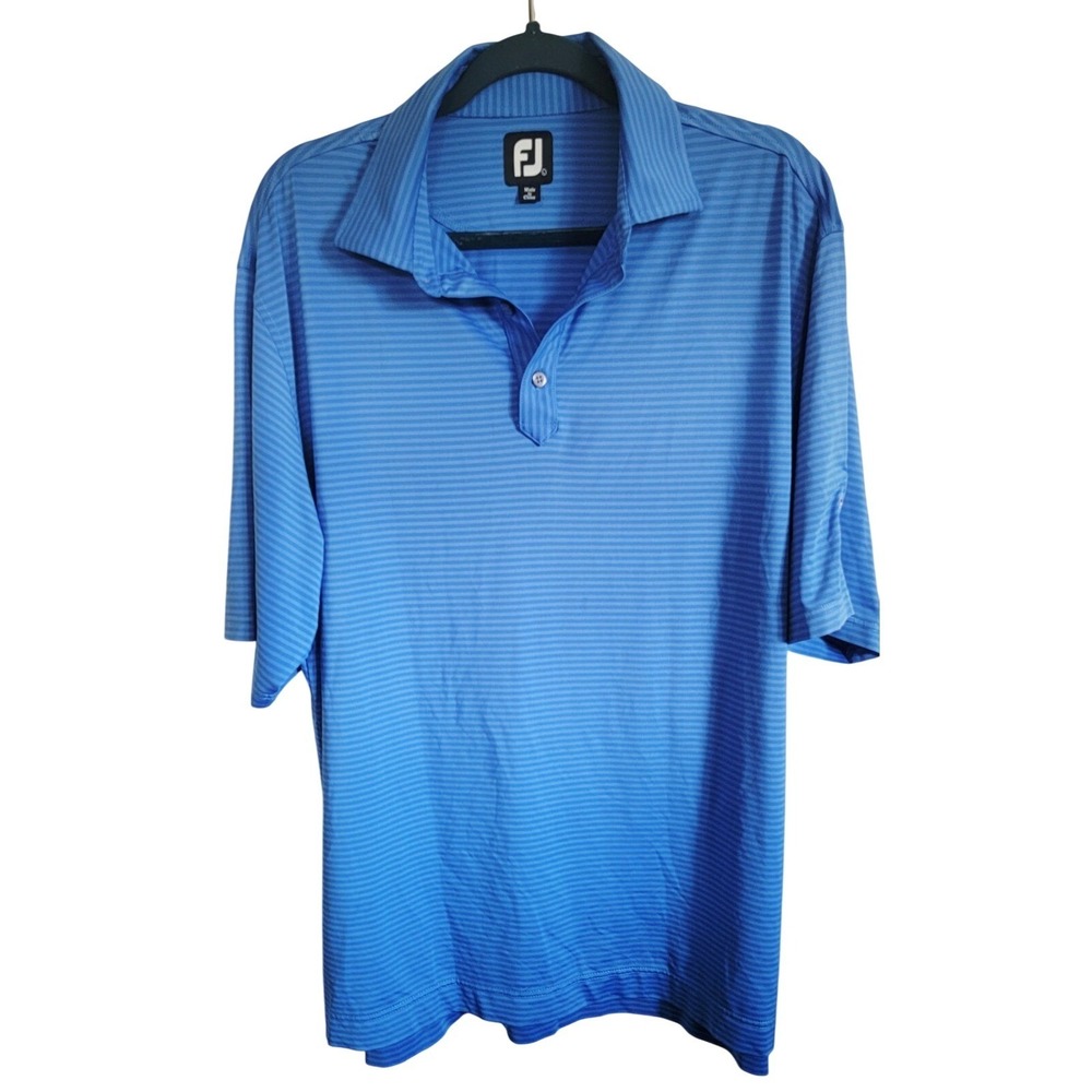 FootJoy Mens L Blue Striped Short Sleeve Golf‎ Polo Shirt Large FLCC Winged Foot - Picture 6 of 11